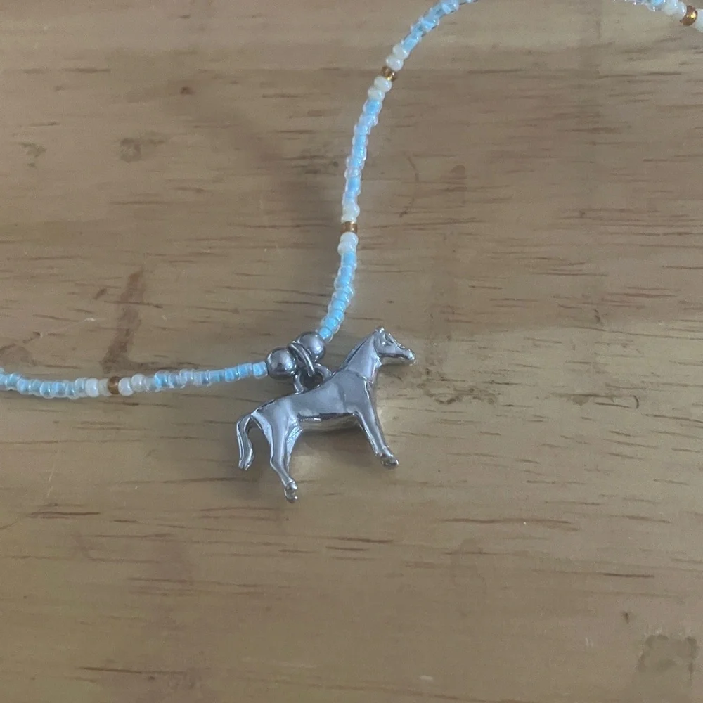 FINAL MARKDOWN Beaded Necklace with Horse Pendant